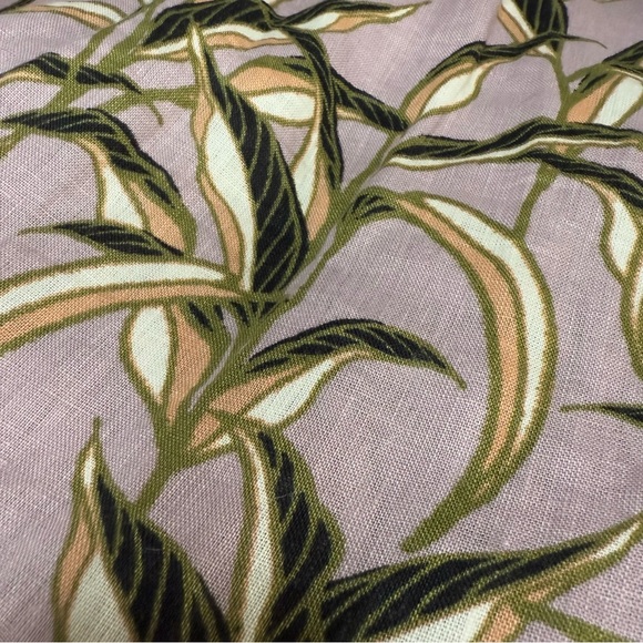 Tahari LINEN Pants Lavender Tropical Elastic Waist Pull On Wide Leg Palazzo | M - Picture 5 of 12